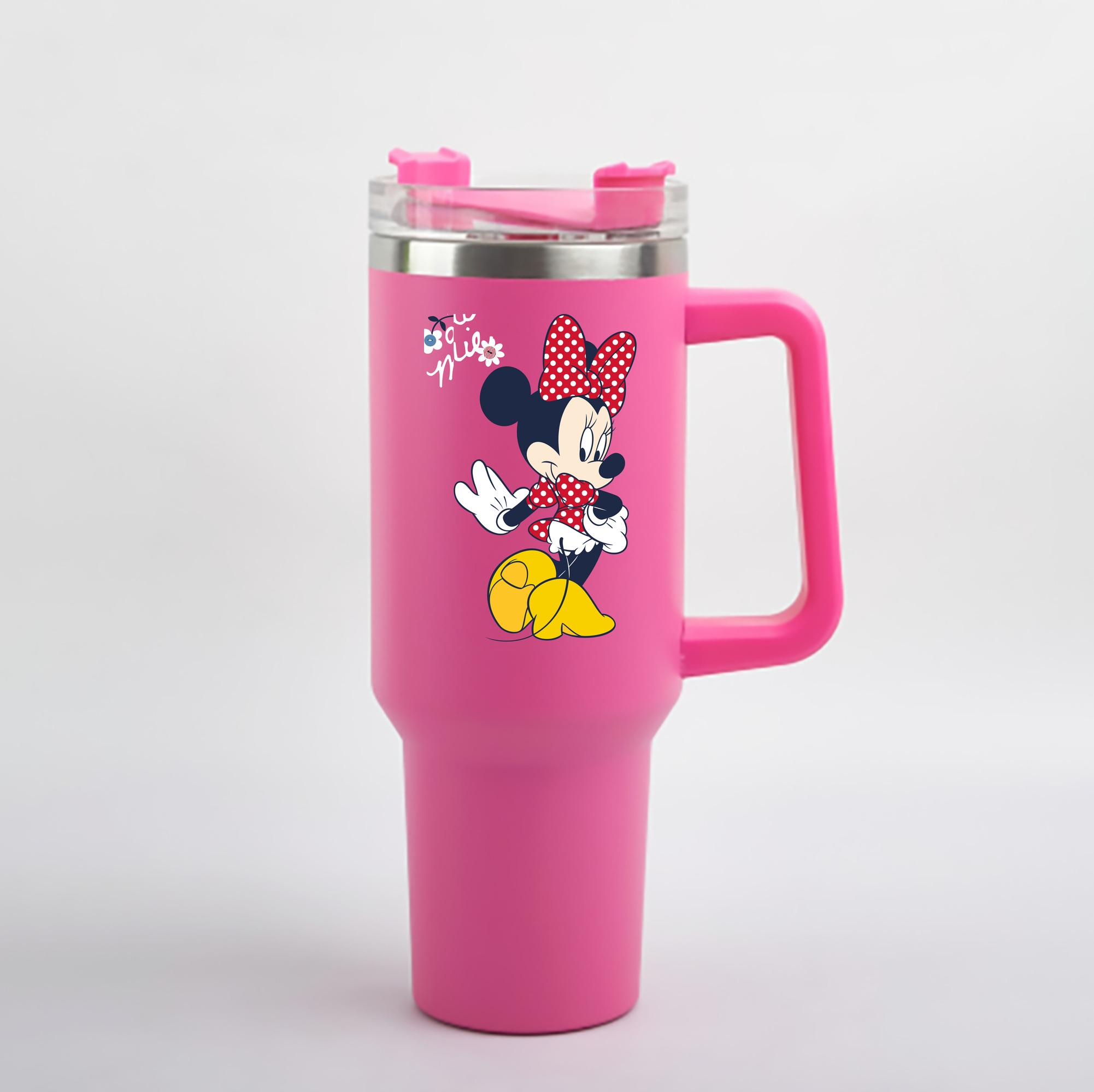 （画像用） ミッキーマウス Mickey Mouse 1200mL車用タンブラー - クリスタルステッカー（プラスチックストロー付き）